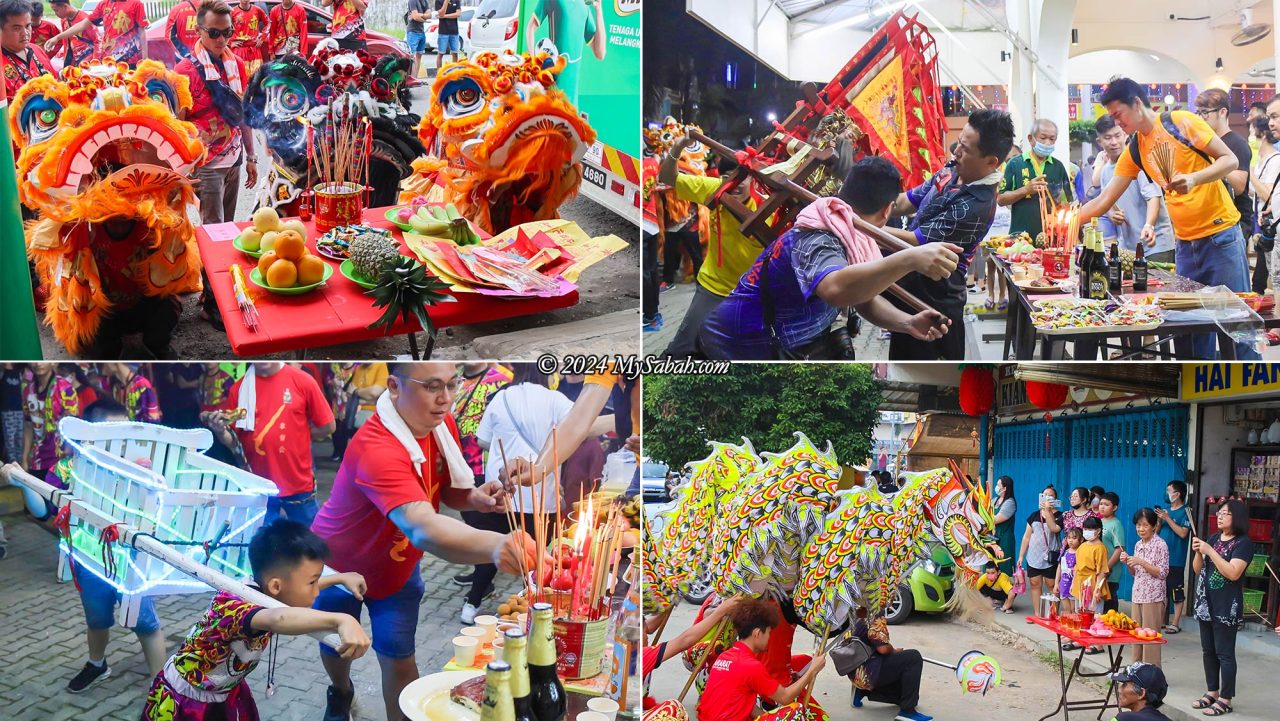 Chingay teams blessed the shops with offering