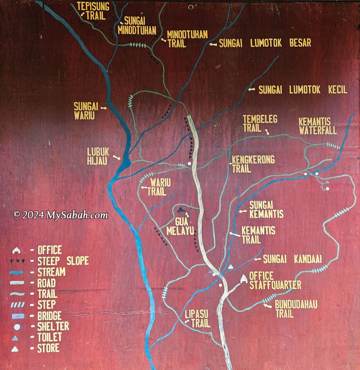 Trail and layout map of Sayap Substation